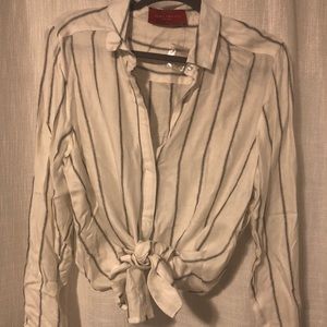 AKIRA Striped Open Back Blouse NWT